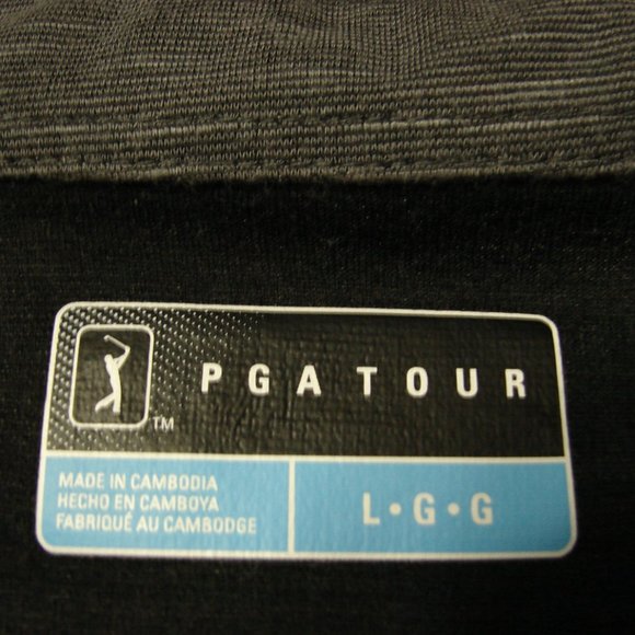 PGA Tour Large Mens Polo Golf Collared Shirt Logo Gray Grey Ash Black Ash - Picture 7 of 16